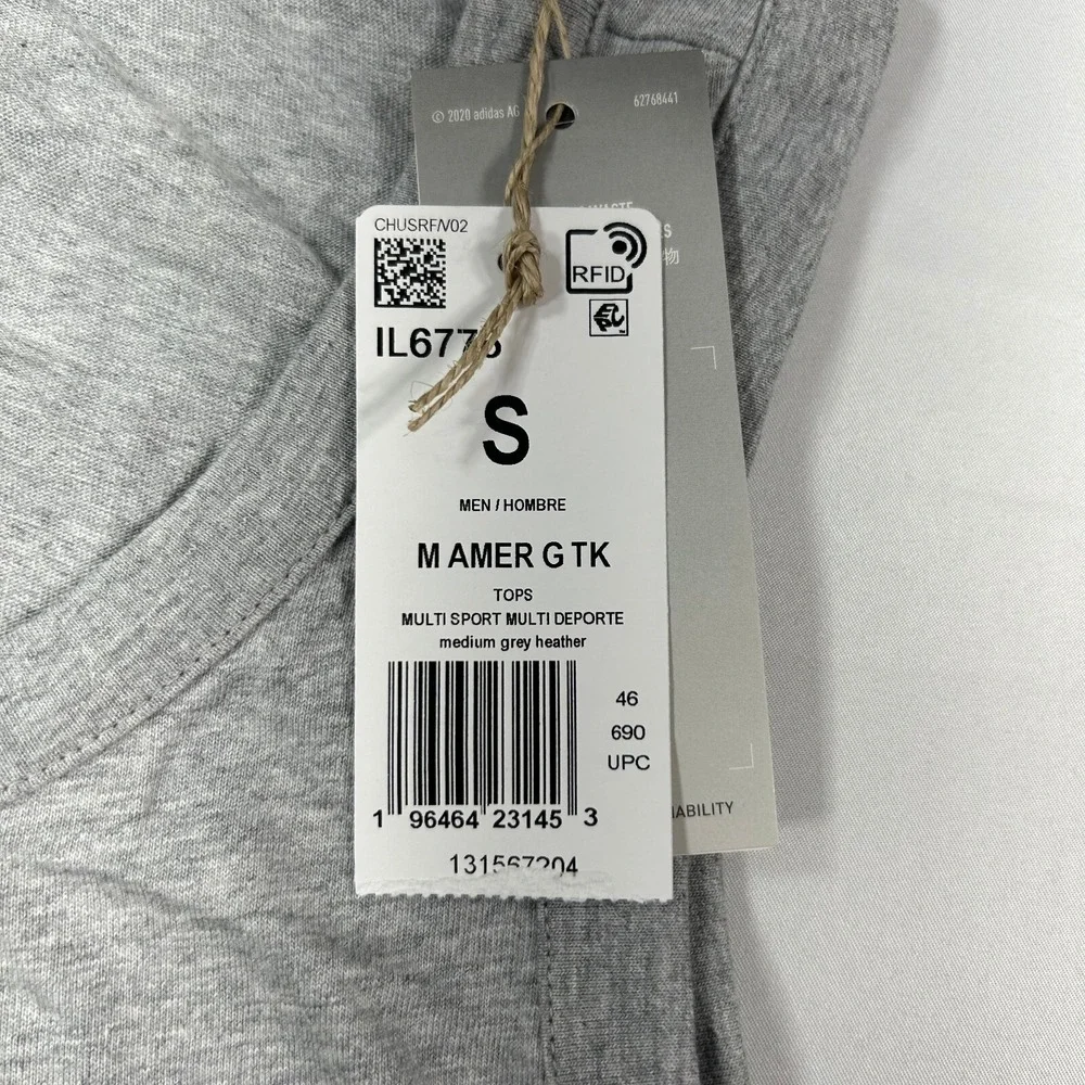 Adidas American Flag Tank Mens Small Grey Heather‎ Cotton NEW